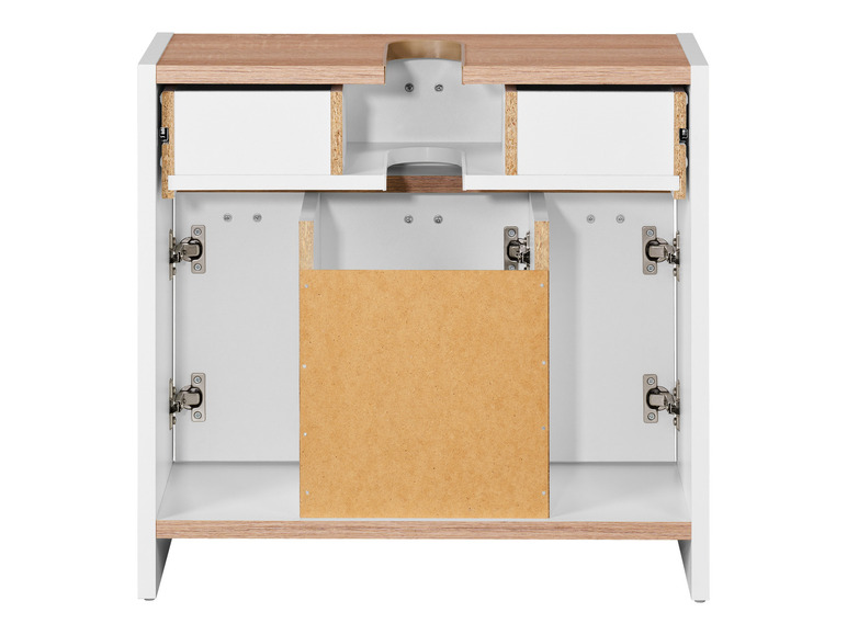 Aller en mode plein écran : Meuble sous-vasque, 60 x 55,6 x 28 cm, blanche/imitation chêne - Image 7