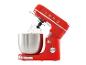 Robot pâtissier rouge style rétro avec bol en acier inoxydable.