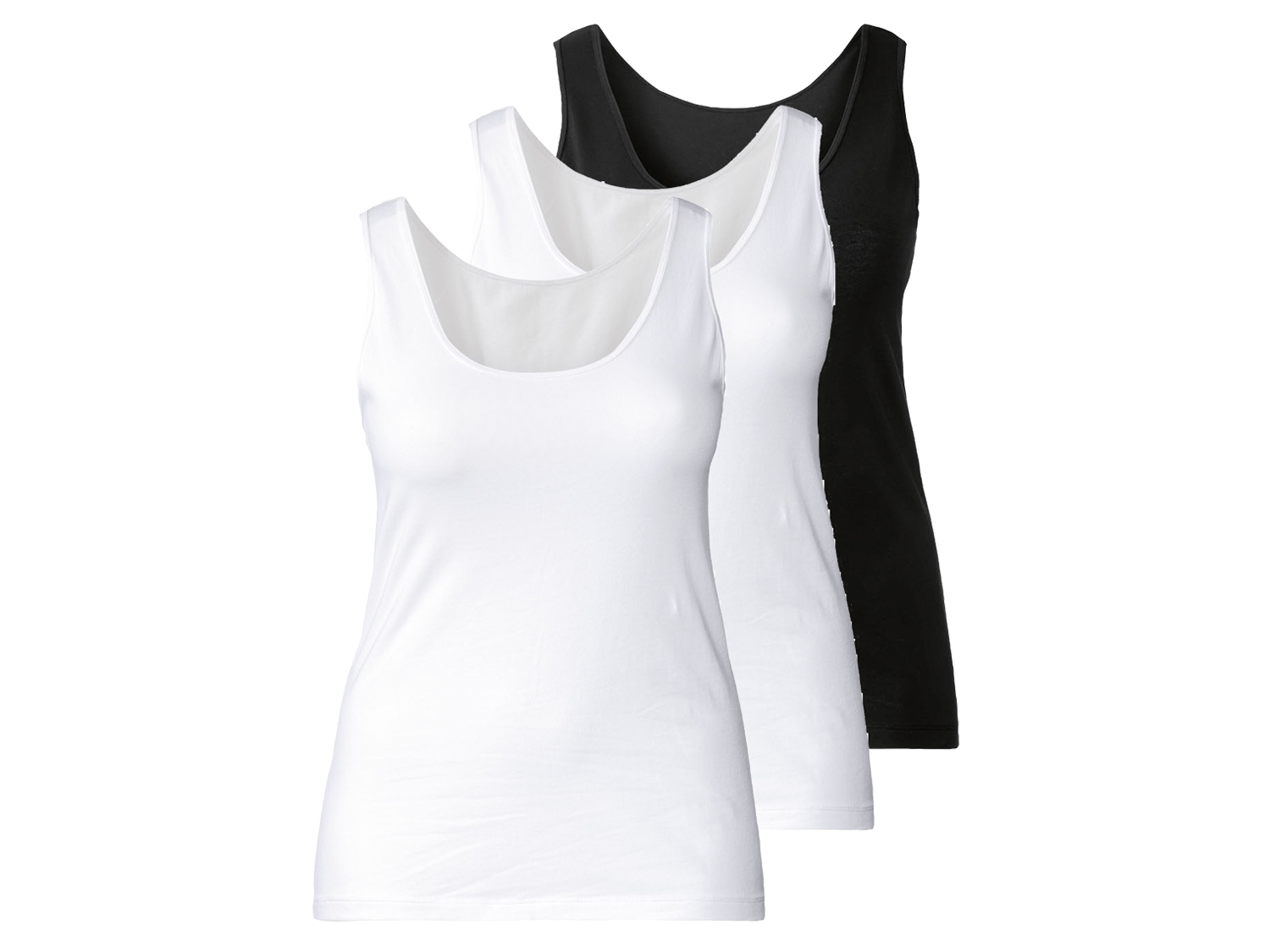 esmara® Lot de 3 débardeurs femme (XXL (50/52), noir/blanc)