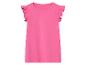 Robe rose à manches courtes volantées pour enfant.