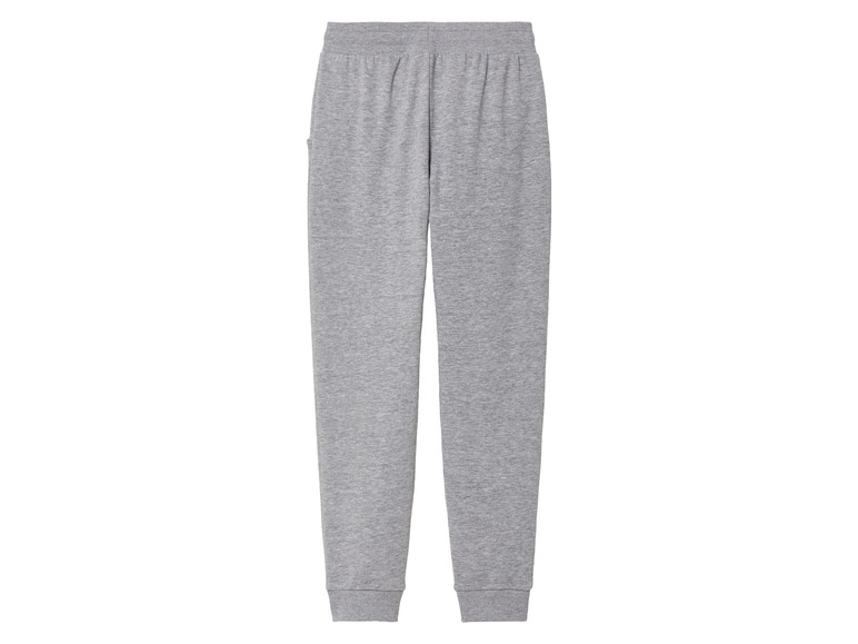 Pantalon de survêtement gris avec taille élastique.