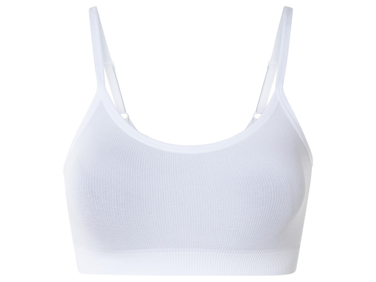 Un soutien-gorge de sport blanc uni sans armatures.