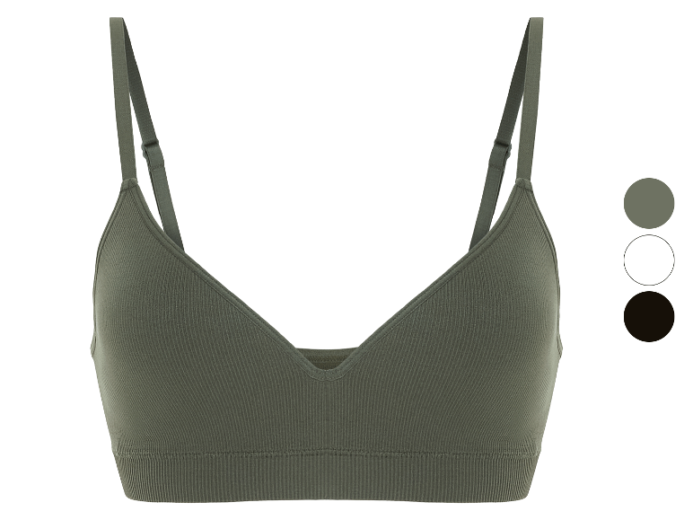 Soutien-gorge de sport côtelé vert olive.