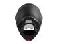 Un casque de moto noir avec une visière intégrée.