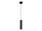 Un luminaire suspendu noir avec un abat-jour cylindrique.