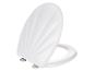 Abattant WC blanc, design coquille, fermeture lente.