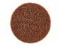 Une éponge ronde en fibre de coco pour frotter, de couleur marron.