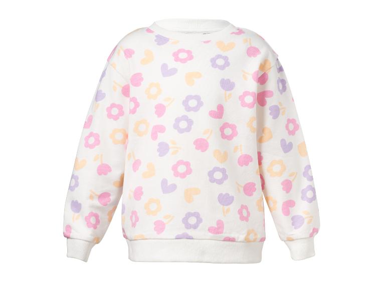 Sweat-shirt blanc avec imprimé de fleurs et de cœurs pastel