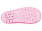 Semelle de botte de pluie rose pour enfant avec motif de bande de roulement texturé.