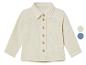 Chemise bébé en gaze de coton, tons crème et bleu.