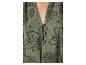 Robe vert olive à boutons, motif floral chaîne.