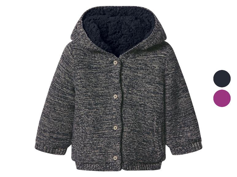 Cardigan tricoté chiné à capuche avec boutons et doublure douce
