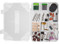Kit d'accessoires pour outils rotatifs avec forets, disques de coupe et de polissage dans une boîte.