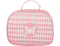 Sac à déjeuner rose et blanc à motif losanges avec un papillon
