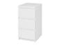 Une commode blanche à trois tiroirs.