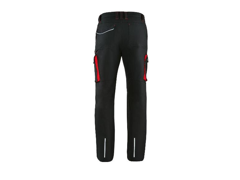 Pantalon de travail homme noir avec accents rouges et blancs, vue arrière