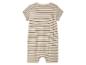 Combinaison rayée beige pour bébé.