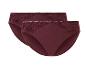 Deux paires de culottes bordeaux avec de la dentelle.