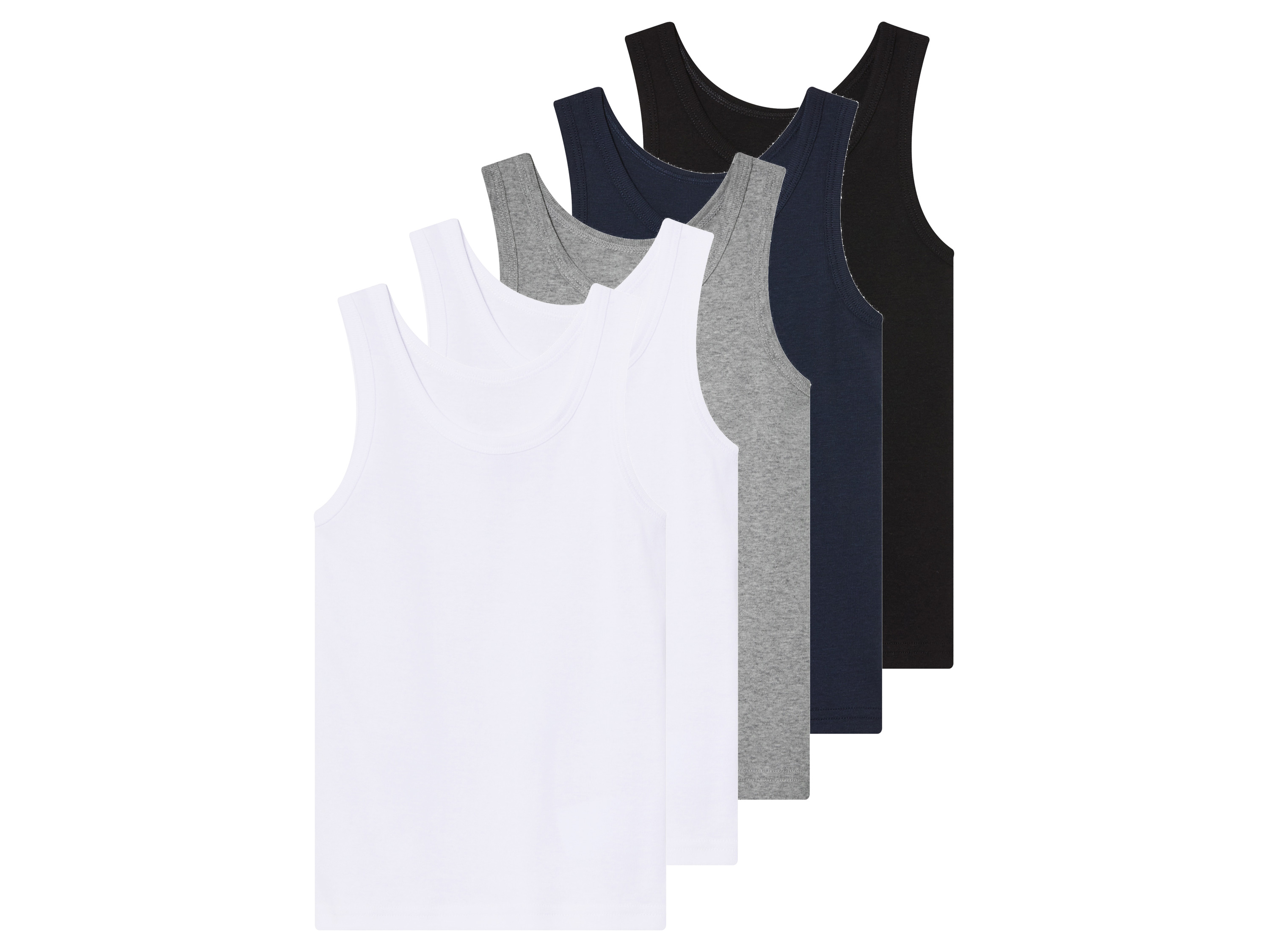 lupilu® Lot de 5 débardeurs petit garçon (noir/gris, 2-4 ans)