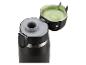 Bouteille isotherme noire avec couvercle vert ouvert
