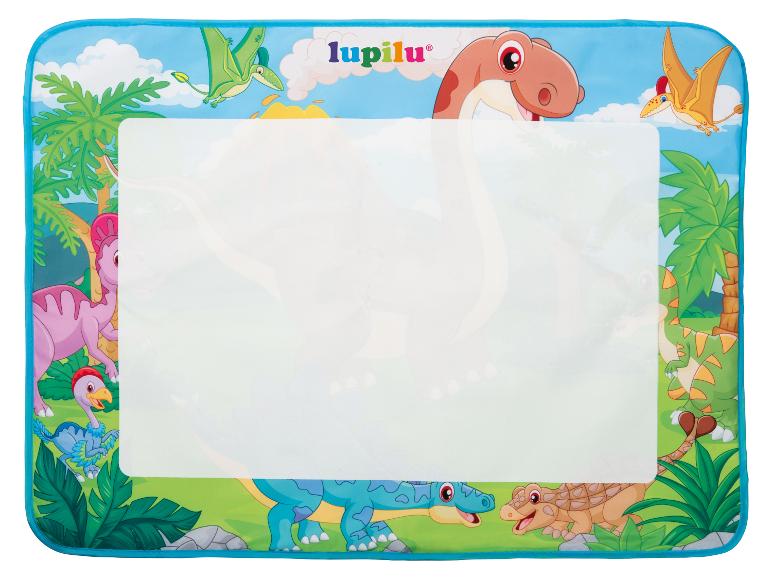 Tapis de dessin à l'eau sur le thème des dinosaures avec un grand espace blanc pour dessiner.