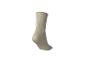 Chaussette côtelée beige unie avec ourlet volanté.