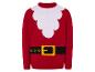 Un pull de Noël rouge avec une barbe blanche et une ceinture noire.