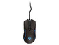 Une souris sans fil noire avec des accents bleus et le logo Cougar.