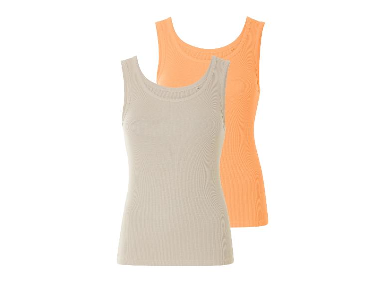 Deux débardeurs côtelés, beige et orange clair.