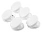 Un ensemble de cinq clips blancs pour fermer les sacs.