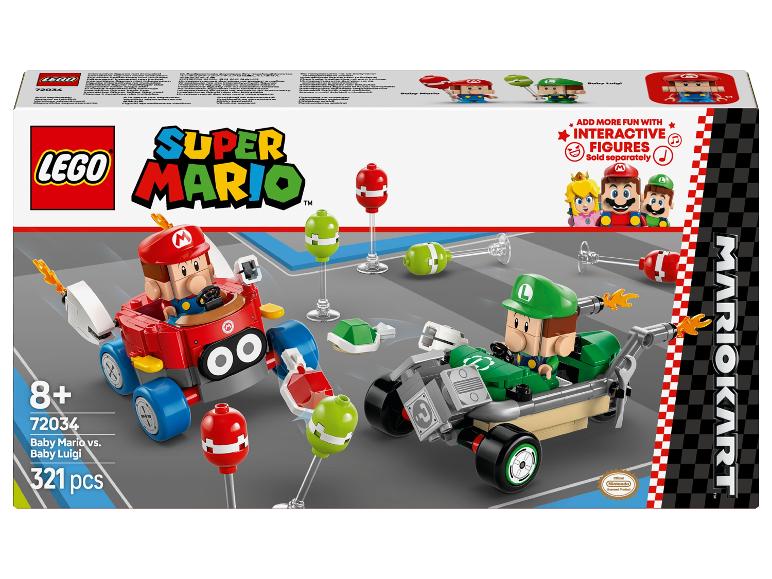 Ensemble de construction de jouets avec Baby Mario et Baby Luigi en karts, 321 pièces.