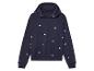 Un sweat-shirt à capuche bleu marine à fleurs.