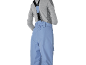 Pantalon de ski homme avec bretelles et sous-pull thermique gris