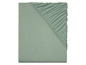 Un drap-housse de couleur verte avec un élastique.