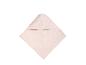 Couverture bébé rose pâle à fines rayures, pliée en diagonale