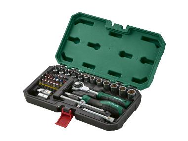 Douilles avec cliquet à tête pivotante (Roto Set 39pcs.)