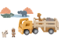 Jouet en bois de safari avec camion, girafe, éléphant, zèbre, crocodile, hippopotame et explorateur.