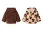 Deux vestes enfant en teddy; une marron, une autre à imprimé ours.