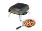Four à pizza portable avec une pizza margherita sur une pelle à pizza.