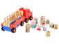 Camion jouet en bois Peppa Pig avec blocs empilables et figurines de personnages.