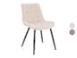 Chaise de salle à manger rembourrée en velours côtelé beige avec pieds en métal noir