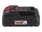 Batterie noire Parkside X 20V Team avec accents rouges et indicateur de charge.