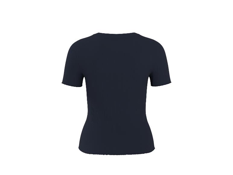 T-shirt côtelé bleu foncé à manches courtes, vue de dos.