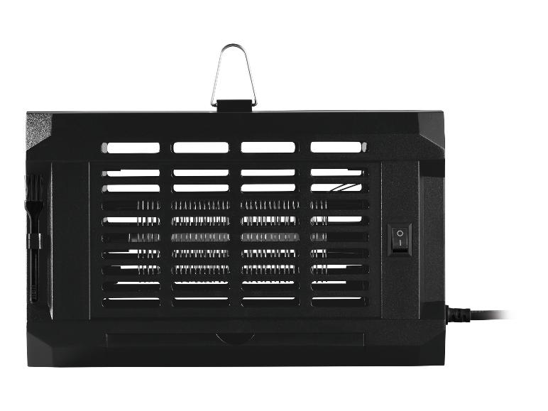 Destructeur d'insectes électrique noir avec grille et interrupteur.