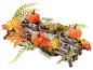 Décoration d'automne avec trois photophores, citrouilles et feuilles