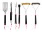 Ensemble d'outils de barbecue Grill Meister avec spatule, pinces, fourchette, pinceau et deux brosses de nettoyage.