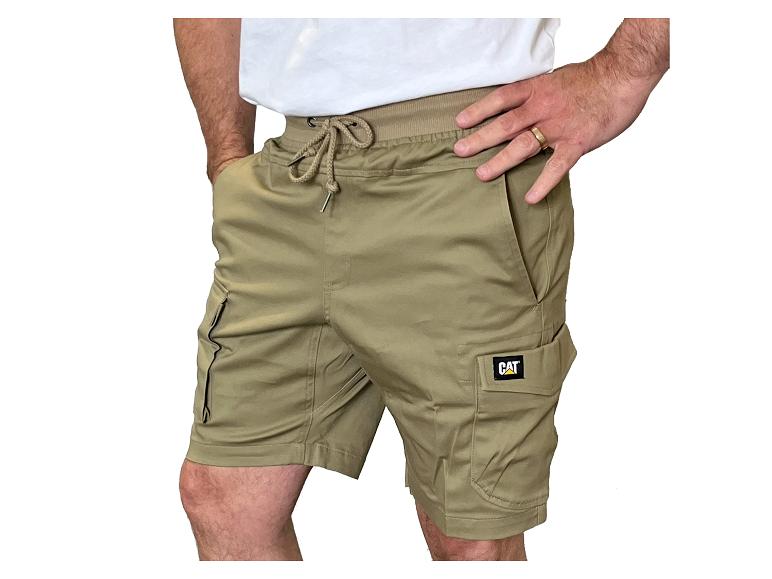 Short cargo beige pour homme avec cordon de serrage et poches latérales