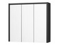 Une armoire blanche à trois portes et un cadre noir.