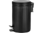 Poubelle à pédale noire avec surface nervurée.