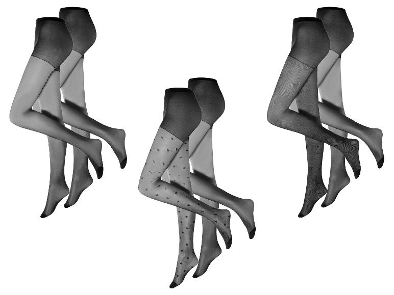 Collants noirs avec différents motifs, y compris des cœurs.